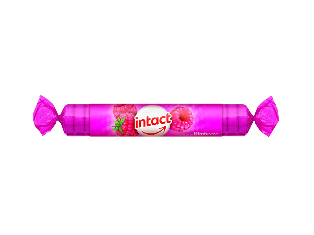 1497-1_intact-rolky-hroznovy-cukor-s-vitaminom-c-malina INTACT HROZNOVÝ CUKOR s vitamínom C s príchuťou maliny 40 g – Obrázok 1