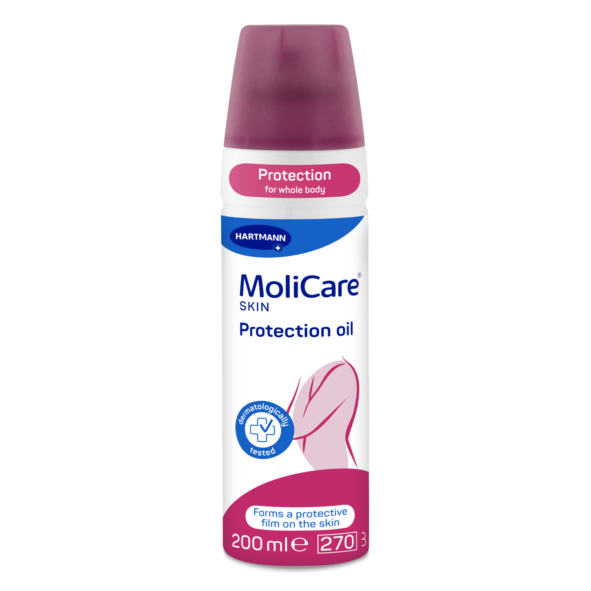 MRHI-MoliCare-SKIN-Protection-Oil-200ml MoliCare SKIN Ochranný olej v spreji (bordový rad) 200 ml – Obrázok 1