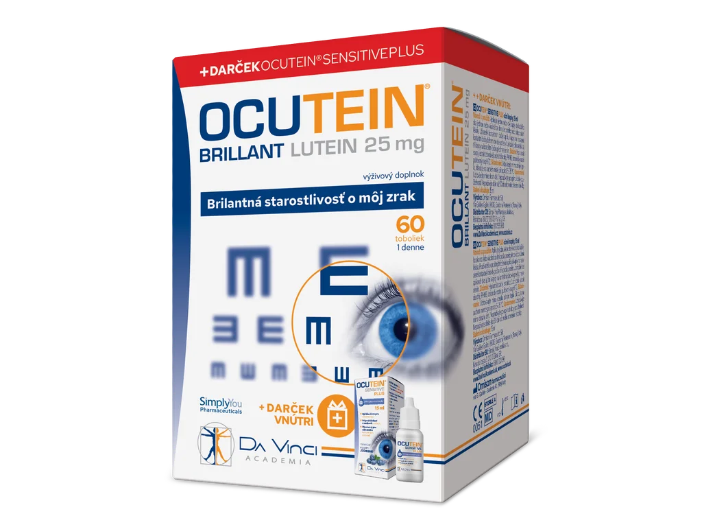557-1_ocutein-brillant-lutein-25mg-60tob--kapky-sk Da Vinci Academia OCUTEIN BRILLANT Luteín 25 mg 60 kapsúl + očné kvapky OCUTEIN Sensitive 15 ml zadarmo – Obrázok 1