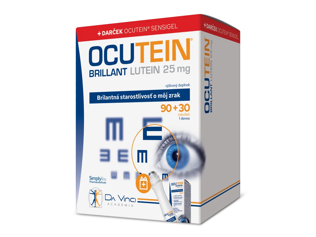560-1_ocutein-brillant-lutein-25mg-90-30tob Da Vinci Academia OCUTEIN BRILLANT Luteín 25 mg 120 kapsúl + darček – Obrázok 1