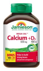 JAMIESON MEGA CAL VÁPNIK 650 mg+ VITAMIN D3 400 IU 120 tabliet