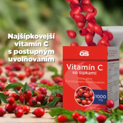 GS Vitamín C 1000 mg so šípkami 60 tabliet – Obrázok 3