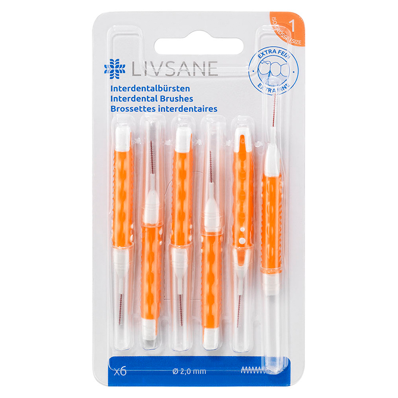 O0051281 LIVSANE Medzizubná kefka veľ. 1, priemer 2,0 mm (extra jemná) 6 ks – Obrázok 1