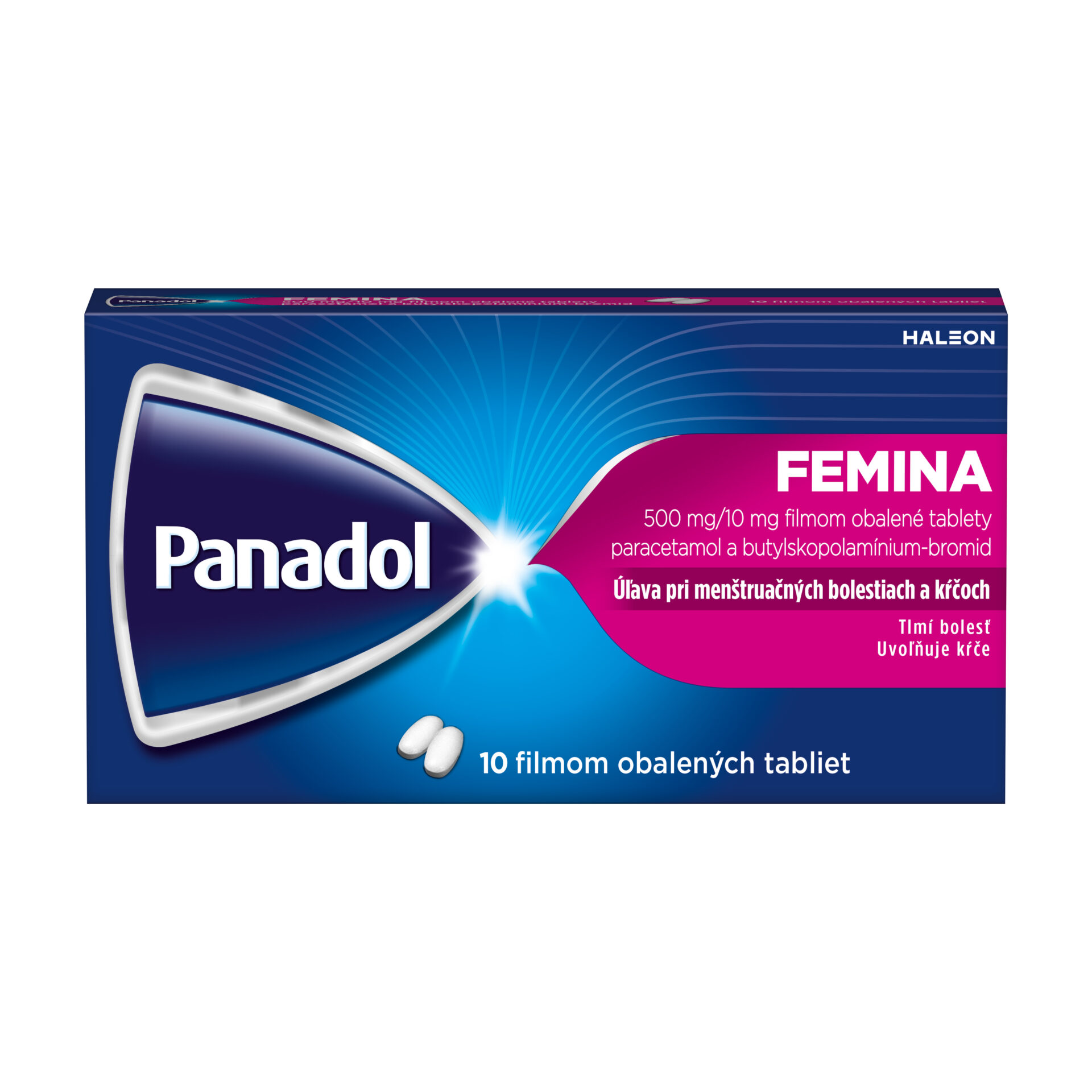 Panadol_Femina_10_filmem_obalenych_tablet_SK_TV_F Panadol FEMINA 10 tabliet – Obrázok 1
