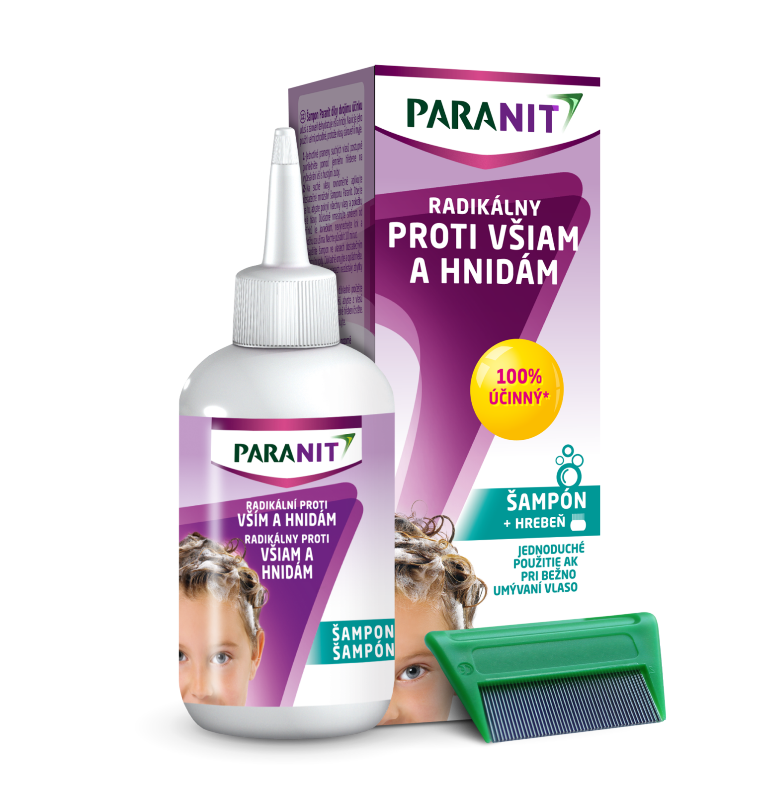PARANIT Radikálny šampón proti všiam a hnidám 100 ml + hrebeň – Obrázok 1
