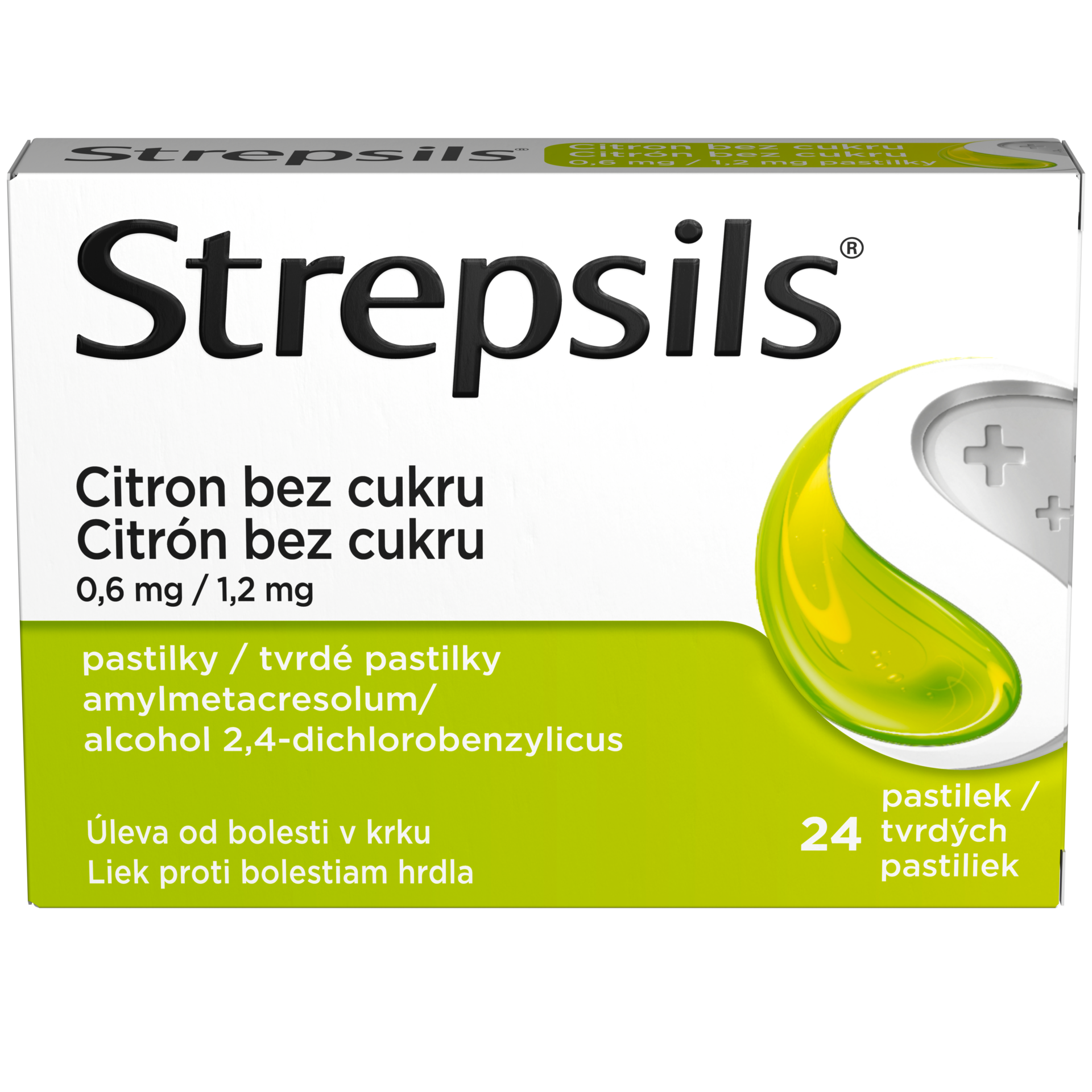 Strepsils Citrón bez cukru 24 pastiliek