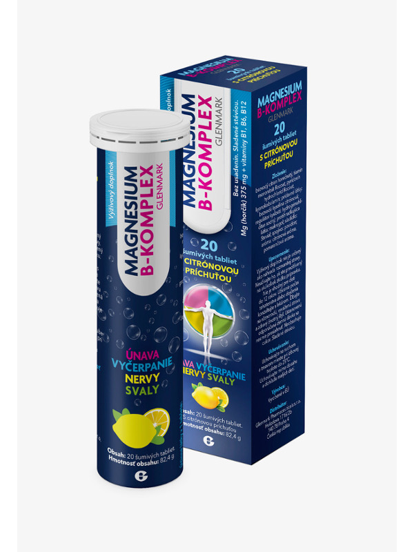 GLENMARK MAGNESIUM B-KOMPLEX šumivé tablety s citrónovou príchuťou 1x20 ks – Obrázok 1