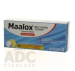 Maalox žuvacie tablety bez cukru s príchuťou citróna 40 ks