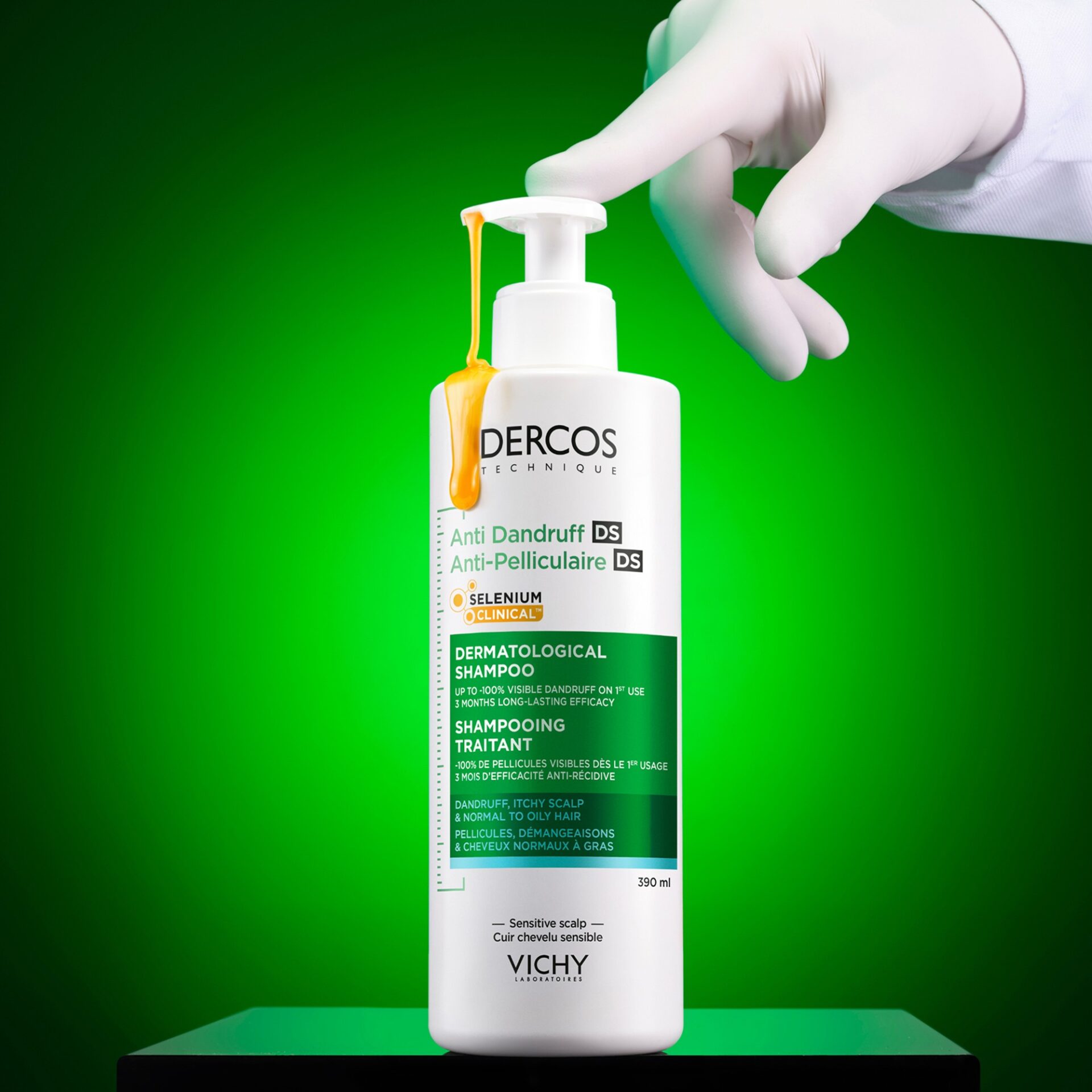 VICHY DERCOS Šampón proti lupinám na normálne a mastné vlasy 390 ml – Obrázok 2