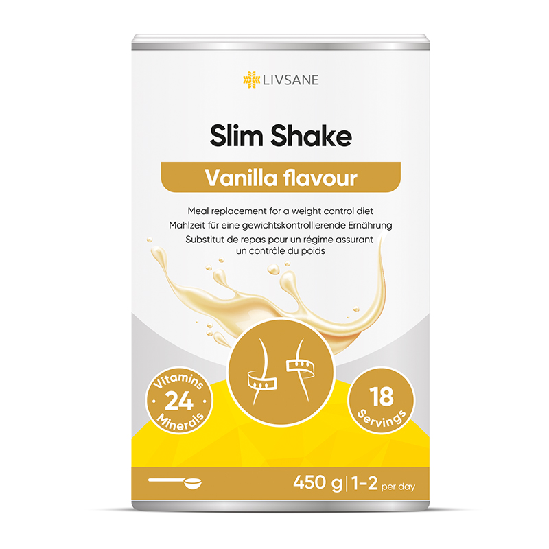O0050809 LIVSANE Diétny výživový koktejl Vanilka slim shake 450 g – Obrázok 1