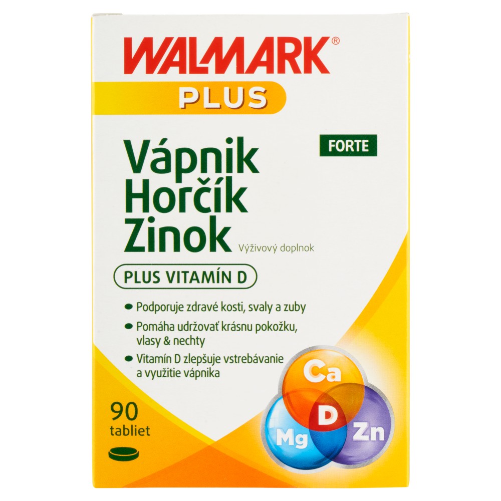 8596024014038_T1_Walmark_Plus_Vápnik_horčík_zinok_Forte_výživový_doplnok_90_tabliet_144_0_g WALMARK Vápnik Horčík Zinok FORTE 90 tabliet – Obrázok 1