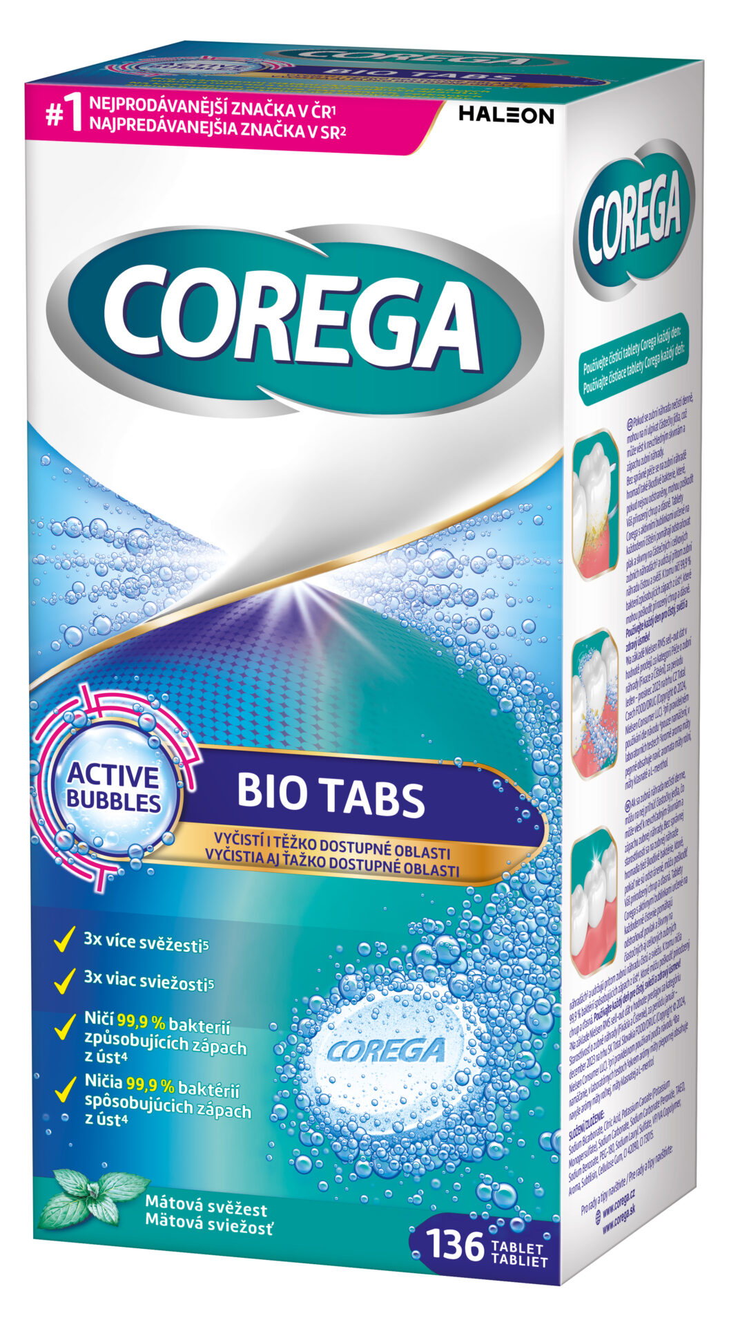 COREGA BIO Tabs antibakteriálne čistiace tablety 136 ks – Obrázok 3