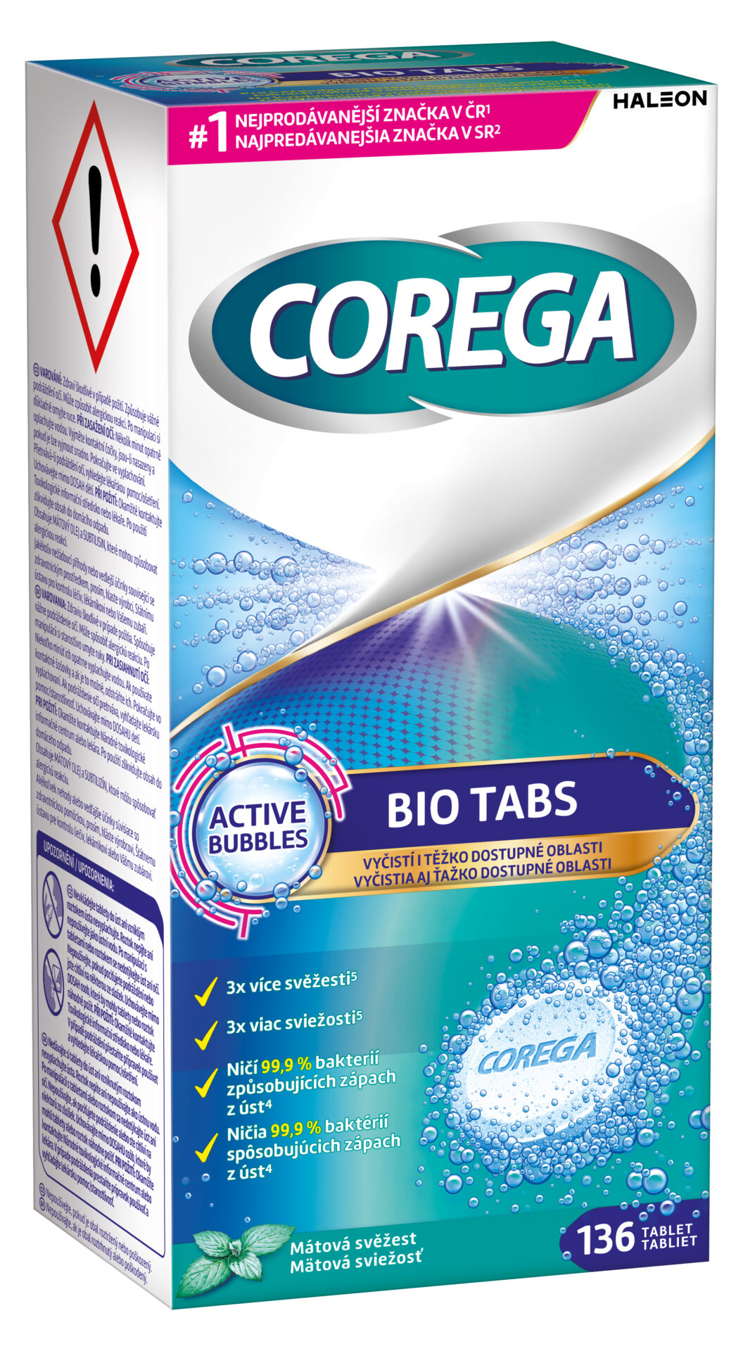 COREGA BIO Tabs antibakteriálne čistiace tablety 136 ks – Obrázok 2