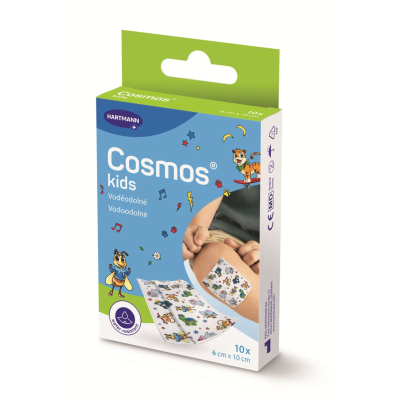 naplast-cosmos-kids-animals-6x10-cm-10-ks Cosmos Kids vodeodolná detská náplasť na rany 6 cm x 10 cm 10 ks – Obrázok 1