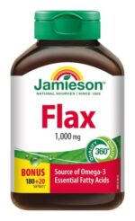JAMIESON FLAX OMEGA-3 1000 mg ĽANOVÝ OLEJ 200 kapsúl