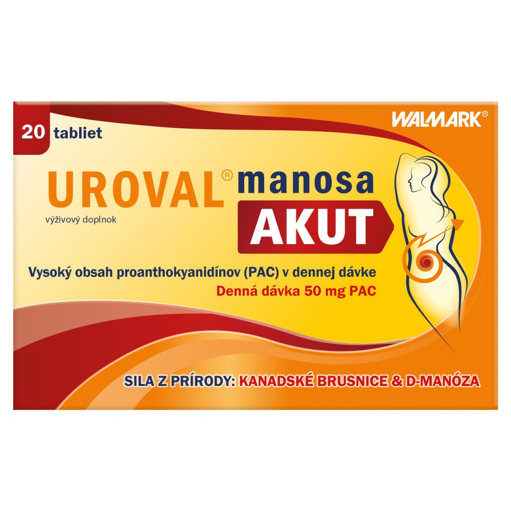 8596024012980_T1_Walmark_Uroval_Manosa_Akut_výživový_doplnok_20_tabliet_24_6_g WALMARK UROVAL manosa AKUT 20 tabliet – Obrázok 1