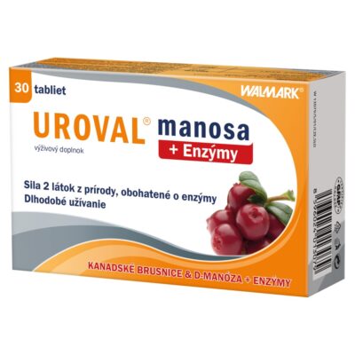 WALMARK UROVAL manosa + Enzýmy 30 tabliet – Obrázok 2