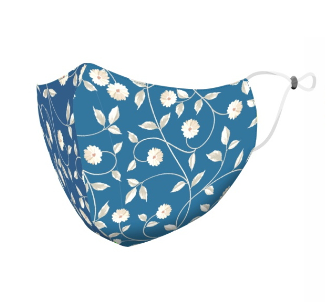 Antibakteriálne rúško na tvár MODRÉ S KVETMI – Obrázok 1