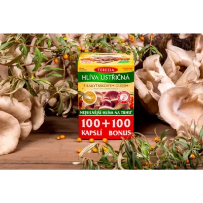 TEREZIA HLIVA USTRICOVITÁ S RAKYTNÍKOVÝM OLEJOM 200 kapsúl – Obrázok 3