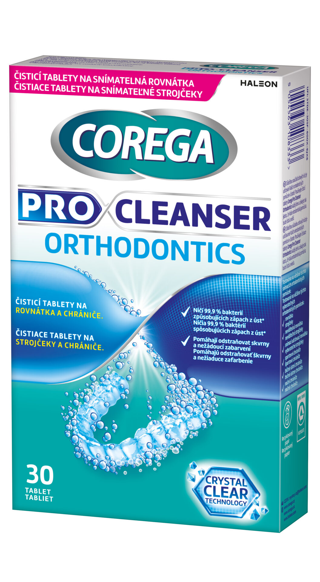 COREGA PRO CLEANSER ORTHODONTICS antibakteriálne čistiace tablety 30 ks – Obrázok 3