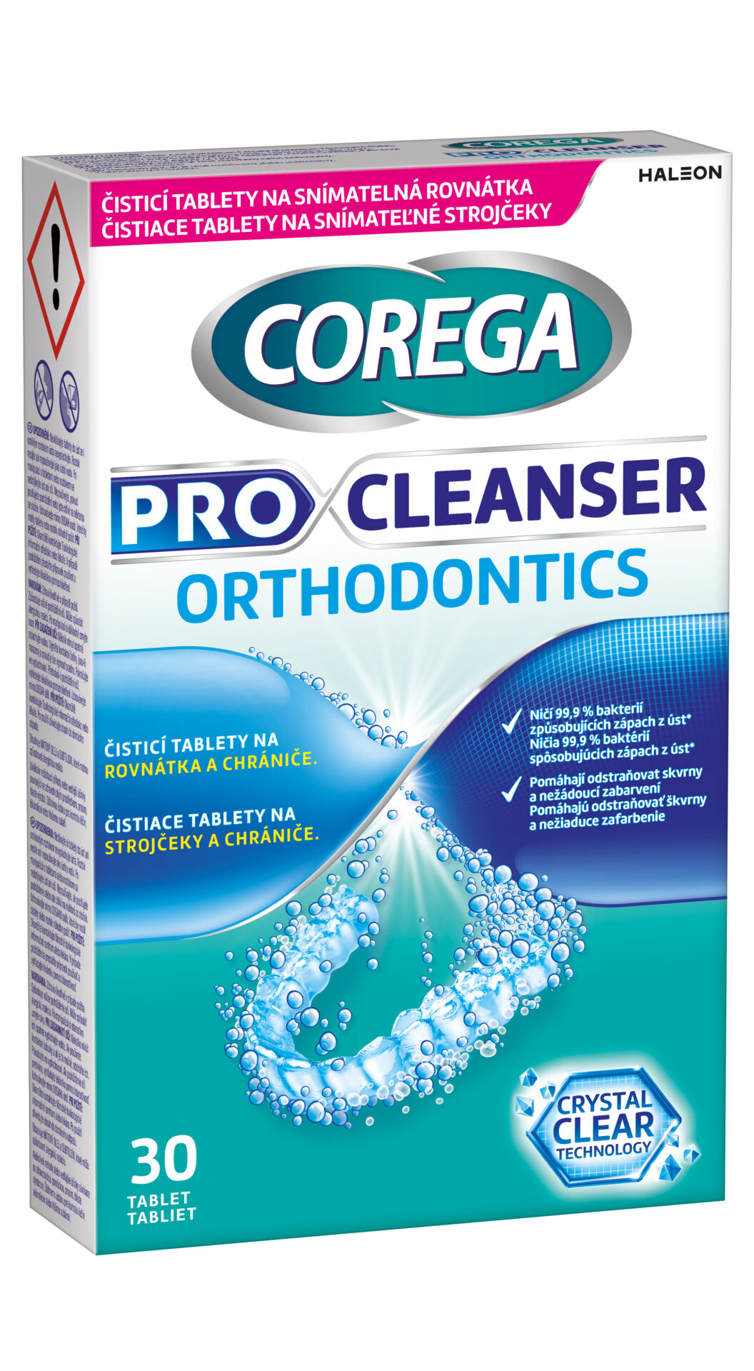 COREGA PRO CLEANSER ORTHODONTICS antibakteriálne čistiace tablety 30 ks – Obrázok 2