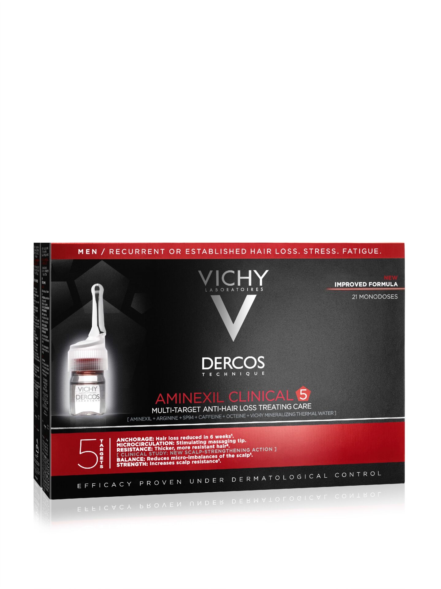 3337875522748_01 VICHY DERCOS Aminexil Clinical 5 pre mužov 21 x 6 ml – Obrázok 1