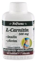 MedPharma L-CARNITÍN 500 MG + INULÍN + CHRÓM tbl 60+7 zadarmo (67 ks) – Obrázok 2