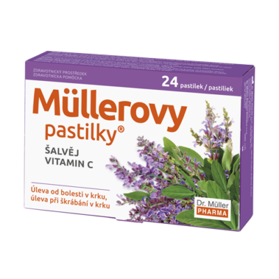 MÜLLEROVE pastilky so ŠALVIOU a vitamínom C 24 ks