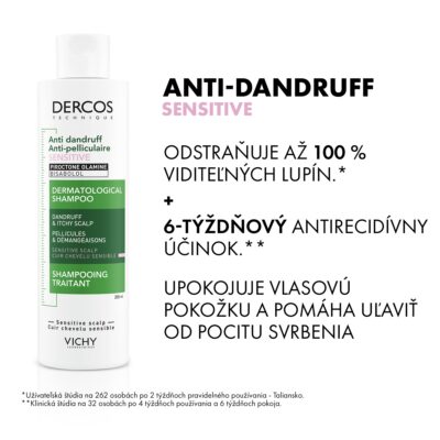VICHY DERCOS SENSITIVE šampón proti lupinám, citlivá pokožka 200 ml – Obrázok 4
