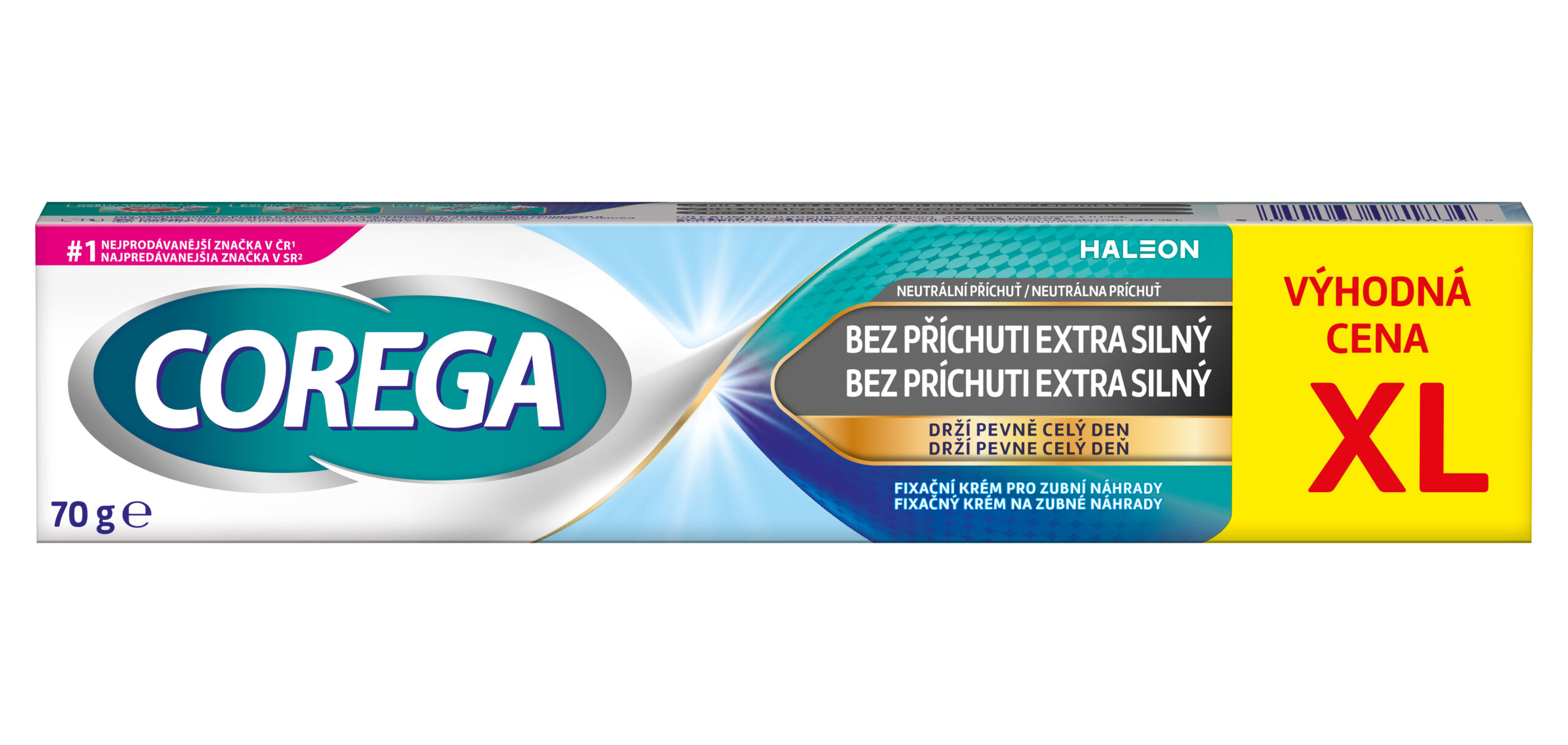 Corega_Bez_prichuti_Extra_silny-_70_g_CZ_SK_TV_F COREGA Bez príchuti EXTRA SILNÝ XL fixačný krém 70 g – Obrázok 1