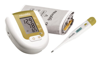 MICROLIFE BP 3AG1 Tlakomer na rameno + teplomer MT 3001, zlatý – Obrázok 3