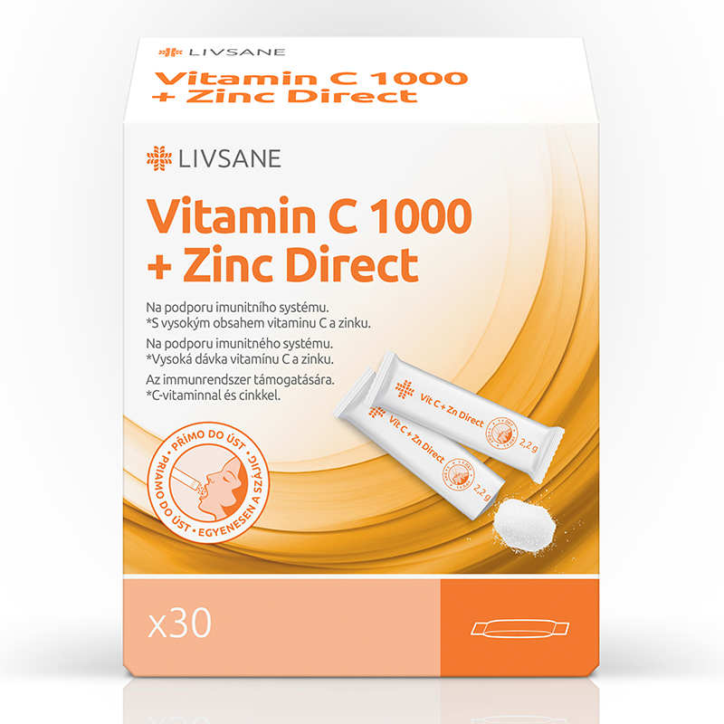 LIVSANE Vitamín C 1000 + Zinok Direct 30 vrecúšok