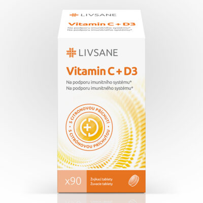 LIVSANE Vitamín C + D3 90 žuvacích tabliet