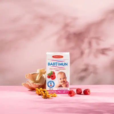 TEREZIA BABY IMUN sirup s hlivou a rakytníkom, príchuť malina 100 ml – Obrázok 2