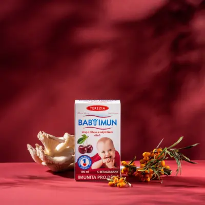 TEREZIA BABY IMUN sirup s hlivou a rakytníkom, príchuť višňa 100 ml – Obrázok 2
