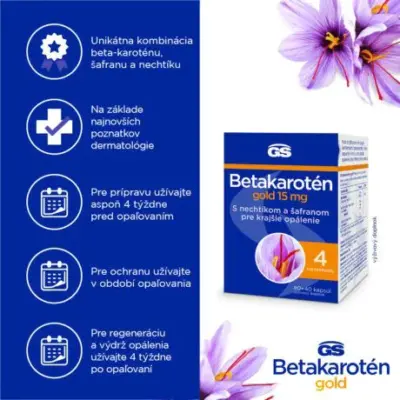 GS Betakarotén gold 15 mg s nechtíkom a šafranom 120 kapsúl – Obrázok 3