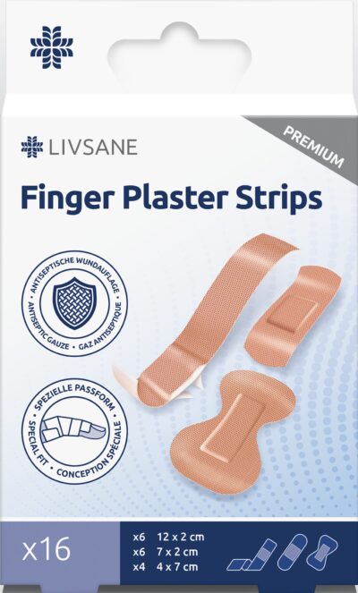 LIVSANE Náplasti na prsty, 3 veľkosti 16 ks