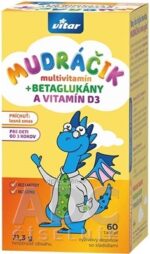 VITAR MUDRÁČIK multivitamín + BETAGLUKÁNY tbl s vitamínom D3 a rakytníkom, príchuť lesná zmes 1x60 ks – Obrázok 2