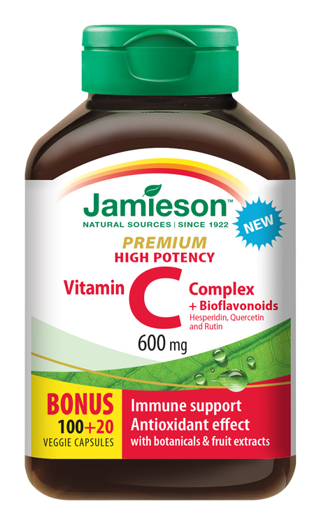 JAMIESON VITAMÍN C PREMIUM 600 mg S BIOFLAVONOIDMI 120 kapsúl – Obrázok 1