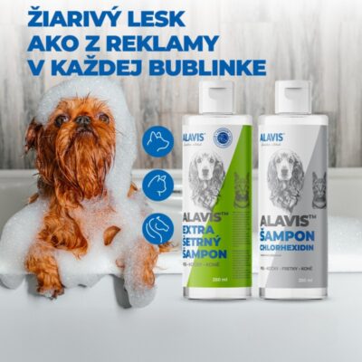 ALAVIS ŠAMPON Chlórhexidín psy, mačky, fretky, kone 250 ml – Obrázok 2