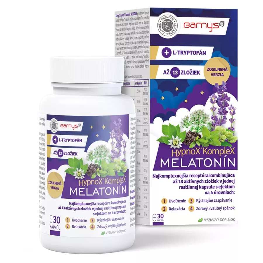 hypnox-komplex-melatonin Barny′s® HypnoX KompleX MELATONÍN 30 kapsúl – Obrázok 1