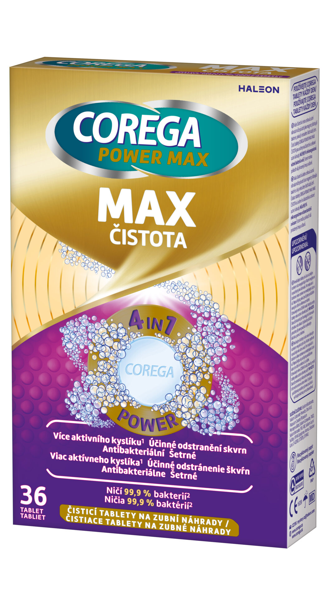COREGA POWER MAX MAX ČISTOTA antibakteriálne čistiace tablety 36 ks – Obrázok 3