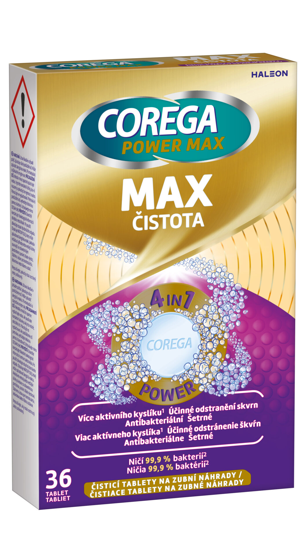COREGA POWER MAX MAX ČISTOTA antibakteriálne čistiace tablety 36 ks – Obrázok 2