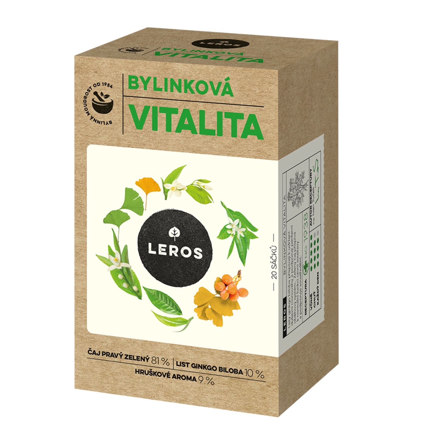 LEROS BYLINKOVÁ VITALITA zelený čaj 20 x 2 g