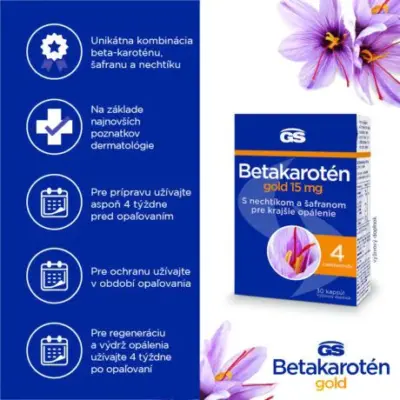 GS Betakarotén gold 15 mg s nechtíkom a šafranom 30 kapsúl – Obrázok 3