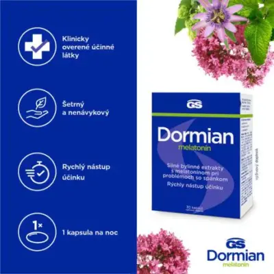 GS Dormian melatonín 30 kapsúl – Obrázok 4
