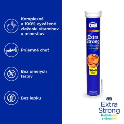 GS Extra Strong Multivitamin s minerálmi príchuť pomaranč, 25 šumivých tabliet – Obrázok 2