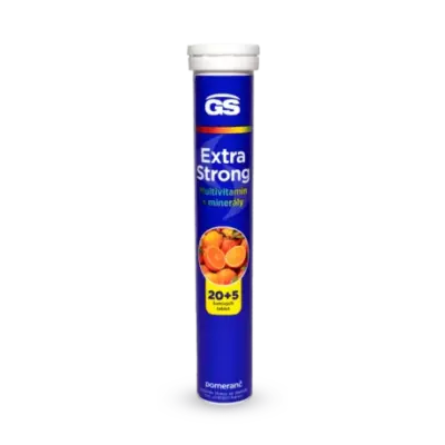GS Extra Strong Multivitamin s minerálmi, príchuť pomaranč 25 šumivých tabliet