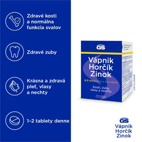 GS Vápnik, Horčík, Zinok 130 tabliet – Obrázok 2