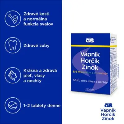 GS Vápnik, Horčík, Zinok 30 tabliet – Obrázok 2